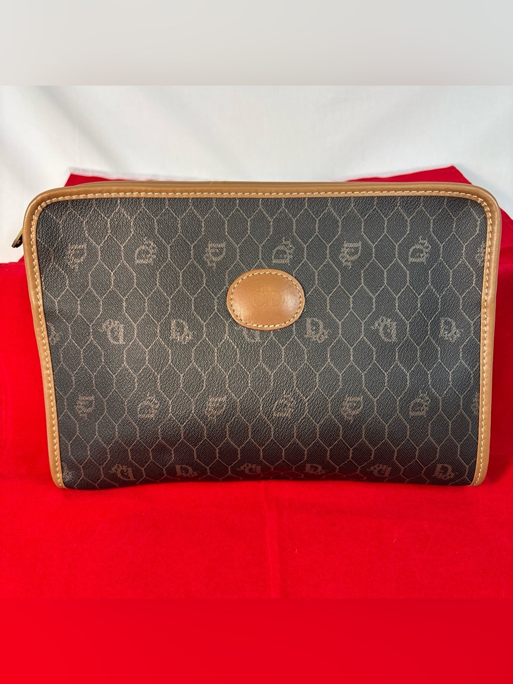 Designer Christian Dior  Honeycomb Canvas Clutch Bag